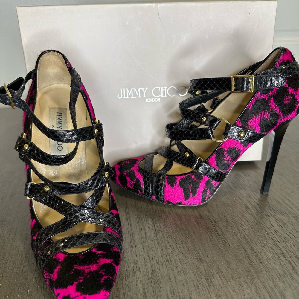 Jimmy Choo pink leopard heels